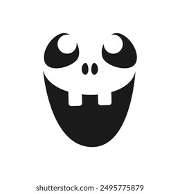 Funny Happy Monster Face, Jack O Lantern Halloween Pumpkin Icon. Cute Funny Evil Face Expression.