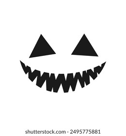 Funny Happy Monster Face, Jack O Lantern Halloween Pumpkin Icon. Cute Funny Evil Face Expression.