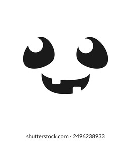 Funny Happy Monster Face, Jack O Lantern Halloween Pumpkin Icon. Cute Funny Evil Face Expression.