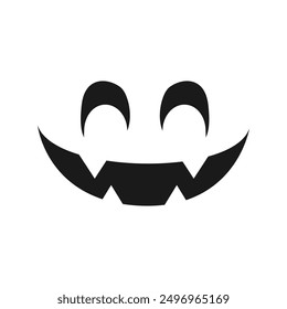 Funny Happy Monster Face, Jack O Lantern Halloween Pumpkin Icon. Cute Funny Evil Face Expression.