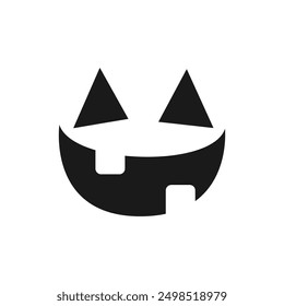 Funny Happy Monster Face, Jack O Lantern Halloween Pumpkin Icon. Cute Funny Evil Face Expression.