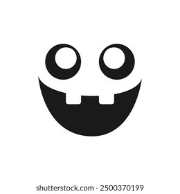 Funny Happy Monster Face, Jack O Lantern Halloween Pumpkin Icon. Cute Funny Evil Face Expression.