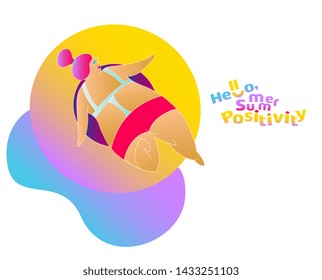 Funny Happy Positive Fat Girl on the tube in the pool