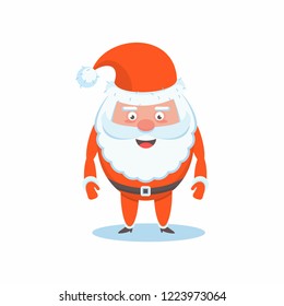 Funny happy Santa Claus character. Celebration of Merry Christmas and New Year. For Holiday Greeting cards, banners, tags and labels.