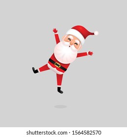 Funny happy Santa Claus character on background. Merry Christmas and Happy New Year. Holiday greeting card. Lifestyle and Holiday concepts.Vector design illustrations.