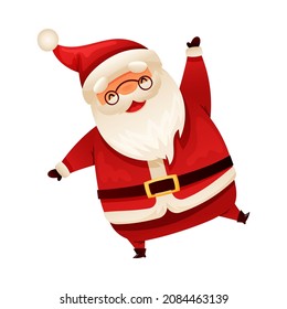 Funny happy Santa Claus. Christmas card, banner, flyer design cartoon vector illustration