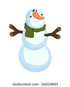 Funny Happy Snowman Character