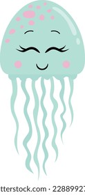 Funny happy squid isolated on white