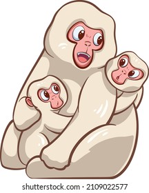 Funny Happy Three Monkeys playing together