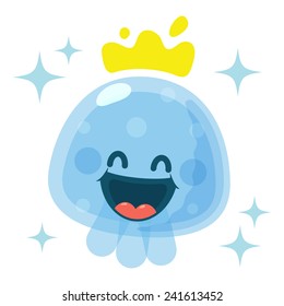 Funny Happy Yummy Jellyfish icon clip art vector illustration on white