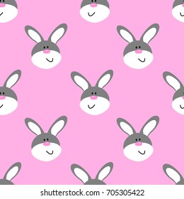 funny hare head seamless vector pattern