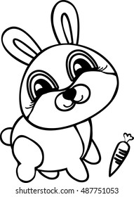 Funny hare. Meditative exercises. Black and white. Coloring book educational game for kids.