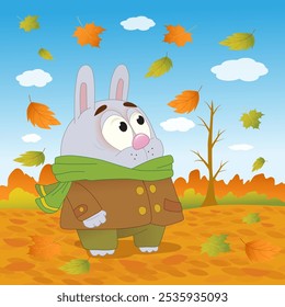 Divertidas caminatas de liebre en otoño.
