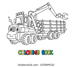 Funny harvester car with eyes coloring book