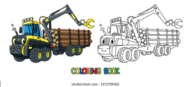 Funny harvester car with eyes coloring book