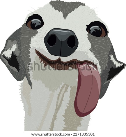funny head dog portrait meme chihuahu, showing tongue fooling around stamp sticker t-shirt collection have fun vector white background cutie