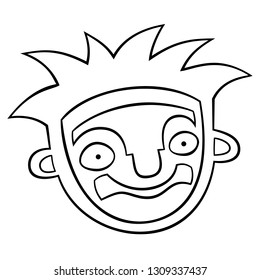 funny head. hand drawn vector monochrome outline cartoon character illustration with white background