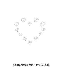  funny heart. Cartoon emoticons in the shape of a heart. valentine day. vector outline illustration on a white background.