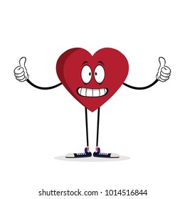 funny heart character vector illustration