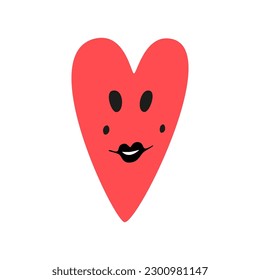 Funny heart. Cute cartoon character. Creative hand drawn hearts with emotion. Vector illustration