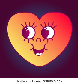 Funny Heart Retro Gradient Heart Character Doodle Red Orange Gesichter Avatar Design Element Muster Herzsymbol Illustration