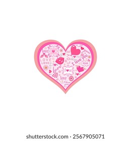 Funny heart shape for Valentine's day or Wedding sticker, badge, label, social media, party isolated on white background. Part 1