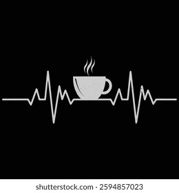 Funny Heartbeat Coffee Shirt Coffee Cup Frequency T-Shirt