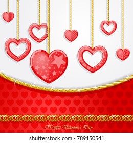 Funny hearts with golden chains