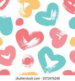 Funny hearts. Hand drawn. Seamless vector pattern for your design. Great for Baby, Valentine's Day, Mother's Day, wedding, scrapbook, surface textures.