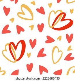 Funny hearts pattern. Artwork for fabric, print or wrapping paper. Valentine's Day or birthday design. Seamless vector pattern.