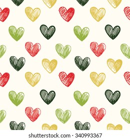 Funny hearts. Seamless vector pattern for your design. Great for Baby, Valentine's Day, Mother's Day, wedding, scrapbook, surface textures.