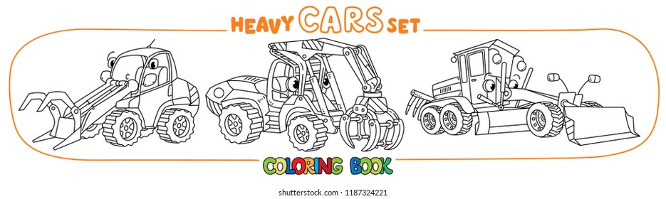 Funny heavy machinery transport coloring book set