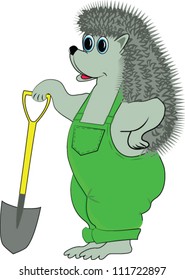Funny hedgehog character builder with a shovel