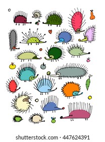 Funny hedgehog collection, sketch for your design