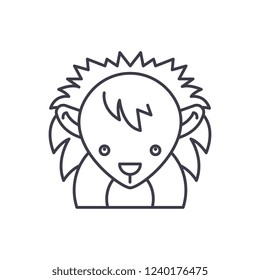 Funny hedgehog line icon concept. Funny hedgehog vector linear illustration, symbol, sign