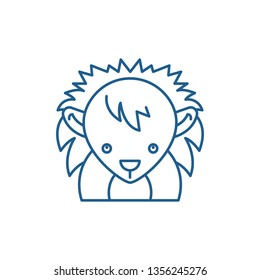 Funny hedgehog line icon concept. Funny hedgehog flat  vector symbol, sign, outline illustration.