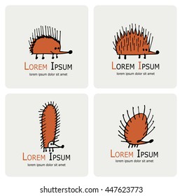 Funny hedgehog, logo set for your design