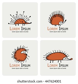 Funny hedgehog, logo set for your design