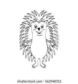 Funny hedgehog sketch drawing, isolated on white background.