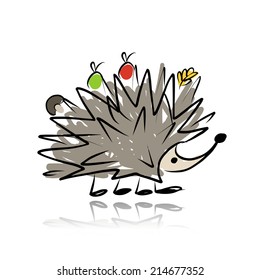 Funny hedgehog, sketch for your design