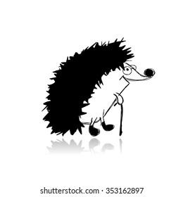 Funny hedgehog, sketch for your design. Vector illustration