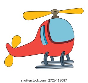 Funny helicopter isolated on white background
