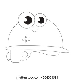 Funny Helmet cartoon. Outlined object with black stroke.