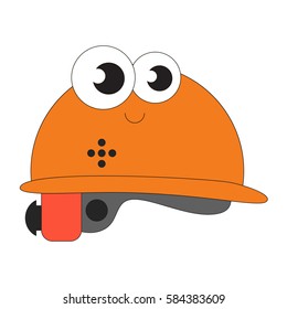 Funny Helmet cartoon. Outlined object with black stroke.