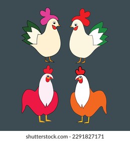 Funny Hen Cartoon Vector Illustration