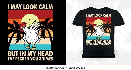 Funny Hen Lover Chicken Farmer Retro Vintage Chicken T-shirt Design