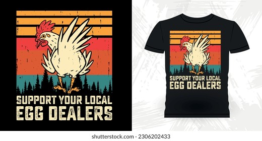 Funny Hen Lover Chicken Farmer Retro Vintage Chicken T-shirt Design