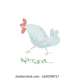 
Funny hen in the meadow. Vector illustration.