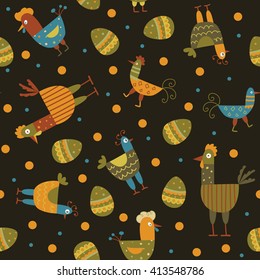 Funny hen seamless background