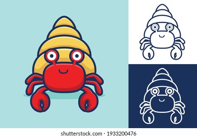 Funny hermit crab smiling  Vector icon illustration